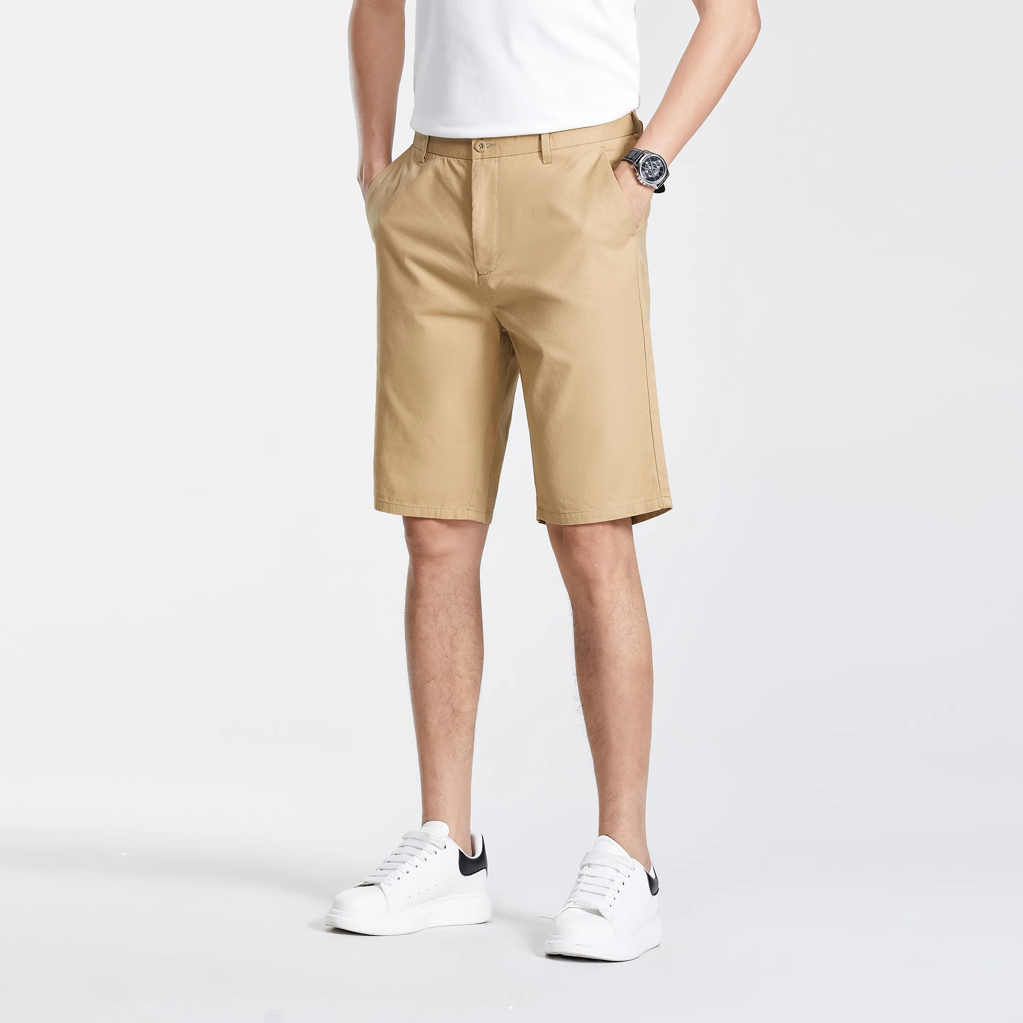 New Fashion Versatile Men'S Business 5-Point Pants For Summer Commuting Leisure Sports No Ironing Breathable Mid Waist Shorts