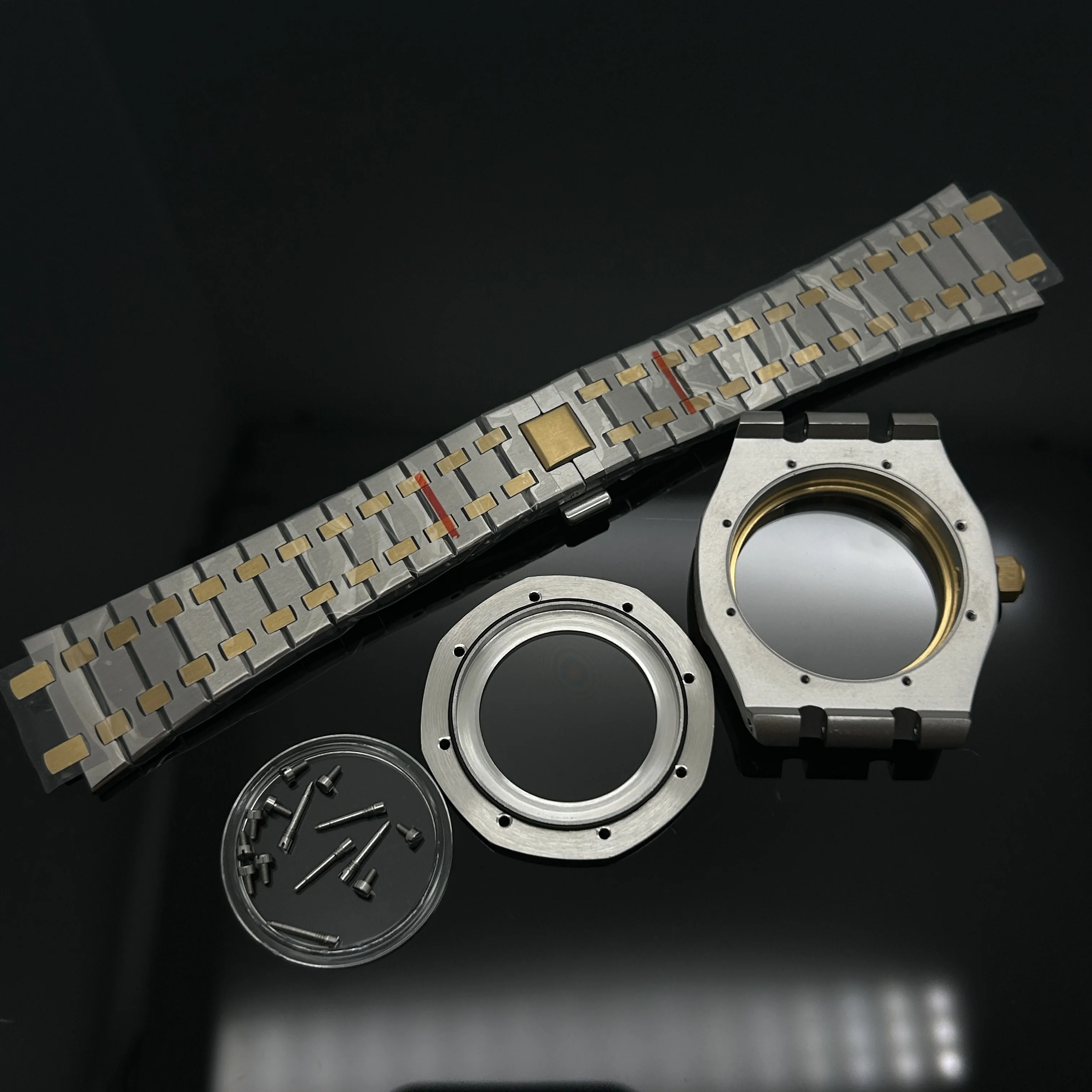 41MM Silver Black Gold Case Silicone Strap Buckle Fits Seiko NH35 NH36 NH70 Movement Automatic Watch for 31.8mm Dial Hands