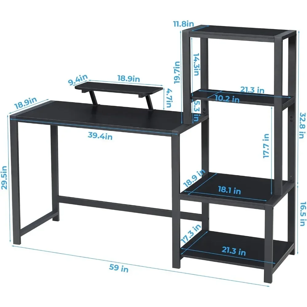 Mesa preta do computador para estudo e leitura, móveis Pliante, acessórios de escritório, laptop, mesa, estudo, mesas, jogos