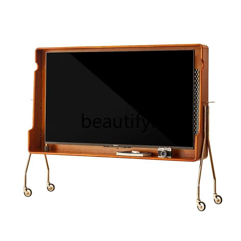 

Removable TV cabinet bracket retro small apartment medium ancient style solid wood cherry wood