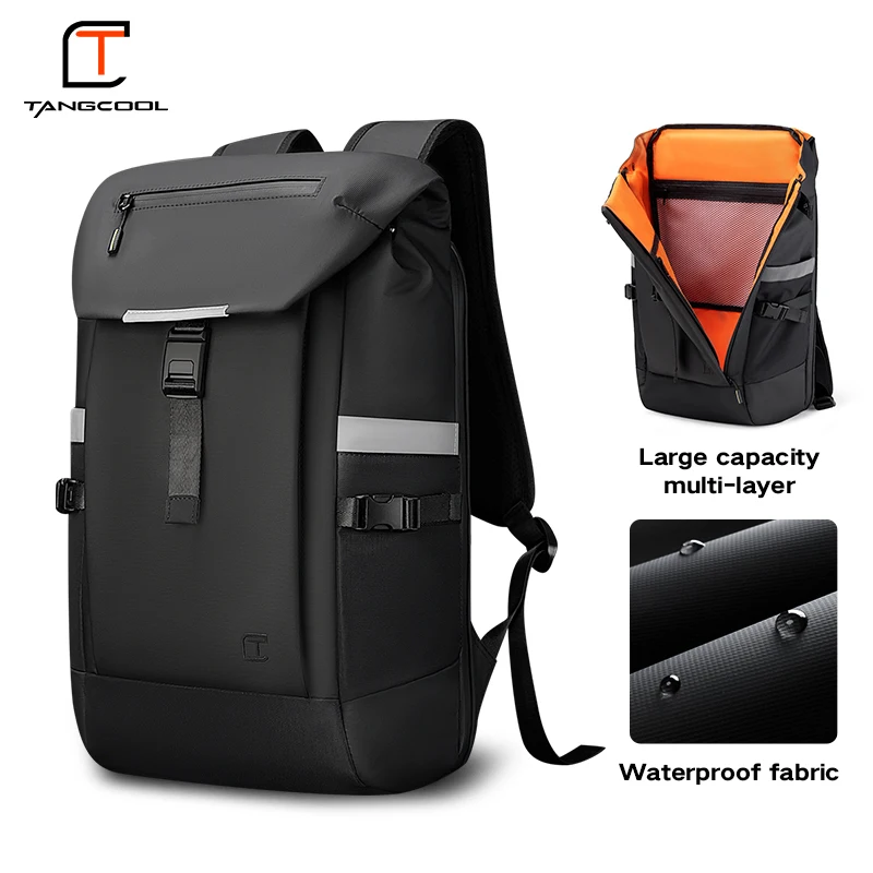 

TANGCOOL Men Laptop Backpack Waterproof Large Capacity Casual Travel Backpack With Reflective Strip For Daily Work