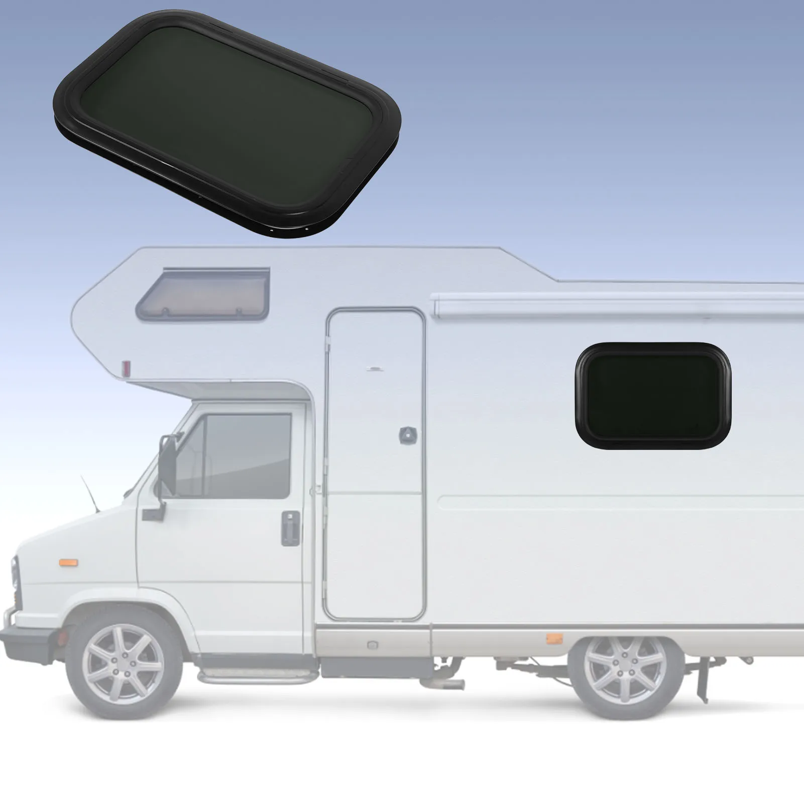 Sturdy RV Fixed Window Black Round Corner Aluminum Alloy UV Protection for Camper Caravan - 48-53mm/1.9-2.1in Thickness