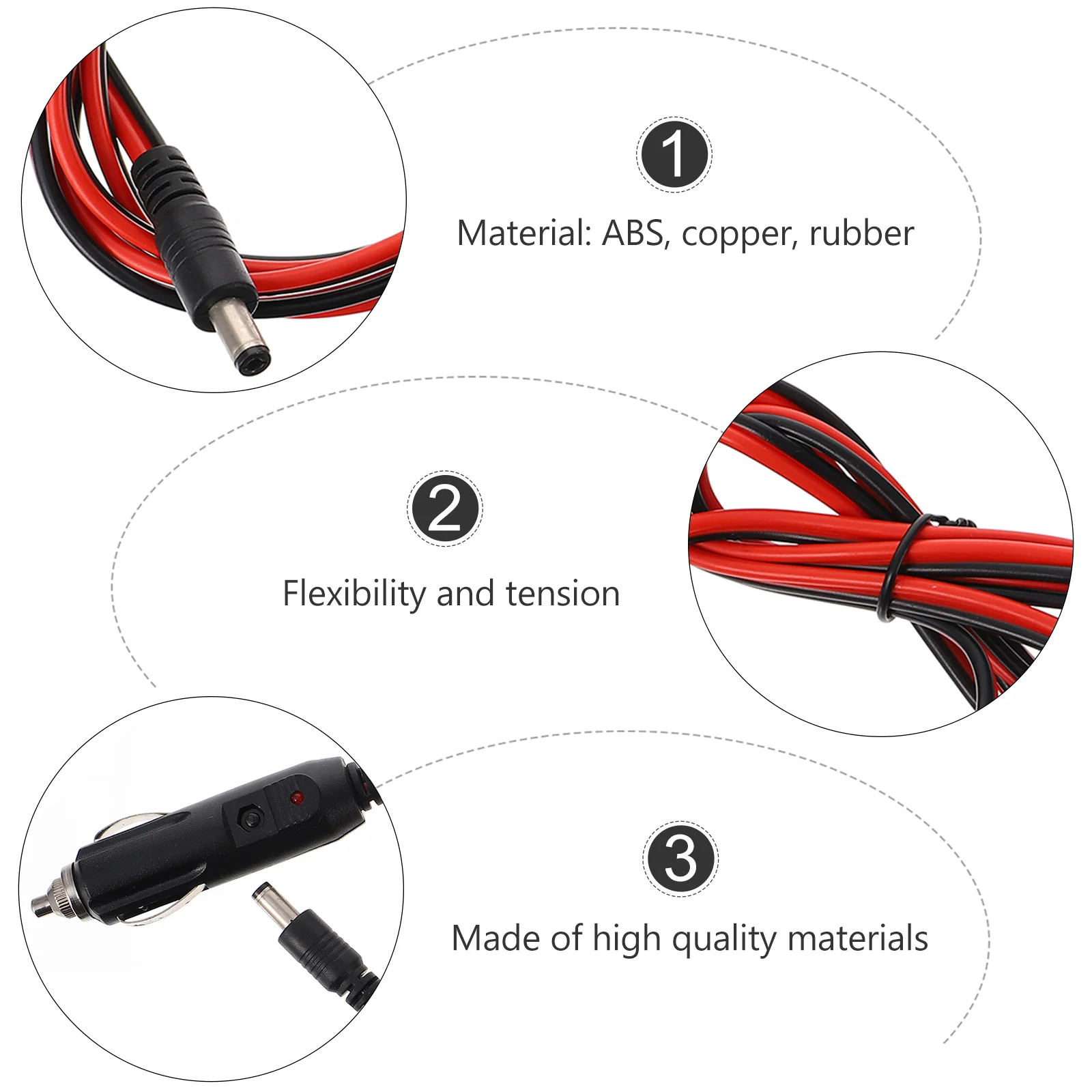 

Car Extension Cable 1.2M Thickened Rubber Coated Flexible Copper Core Durable Splitter For Vehicle Cigarette Lighter