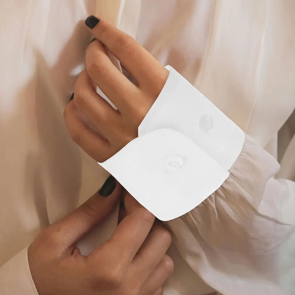 الأصفاد كم وهمية للنساء انفصال قميص المعصم الأصفاد القطن مطوي زر إغلاق بلوزة اكسسوارات الأكمام اليد ل