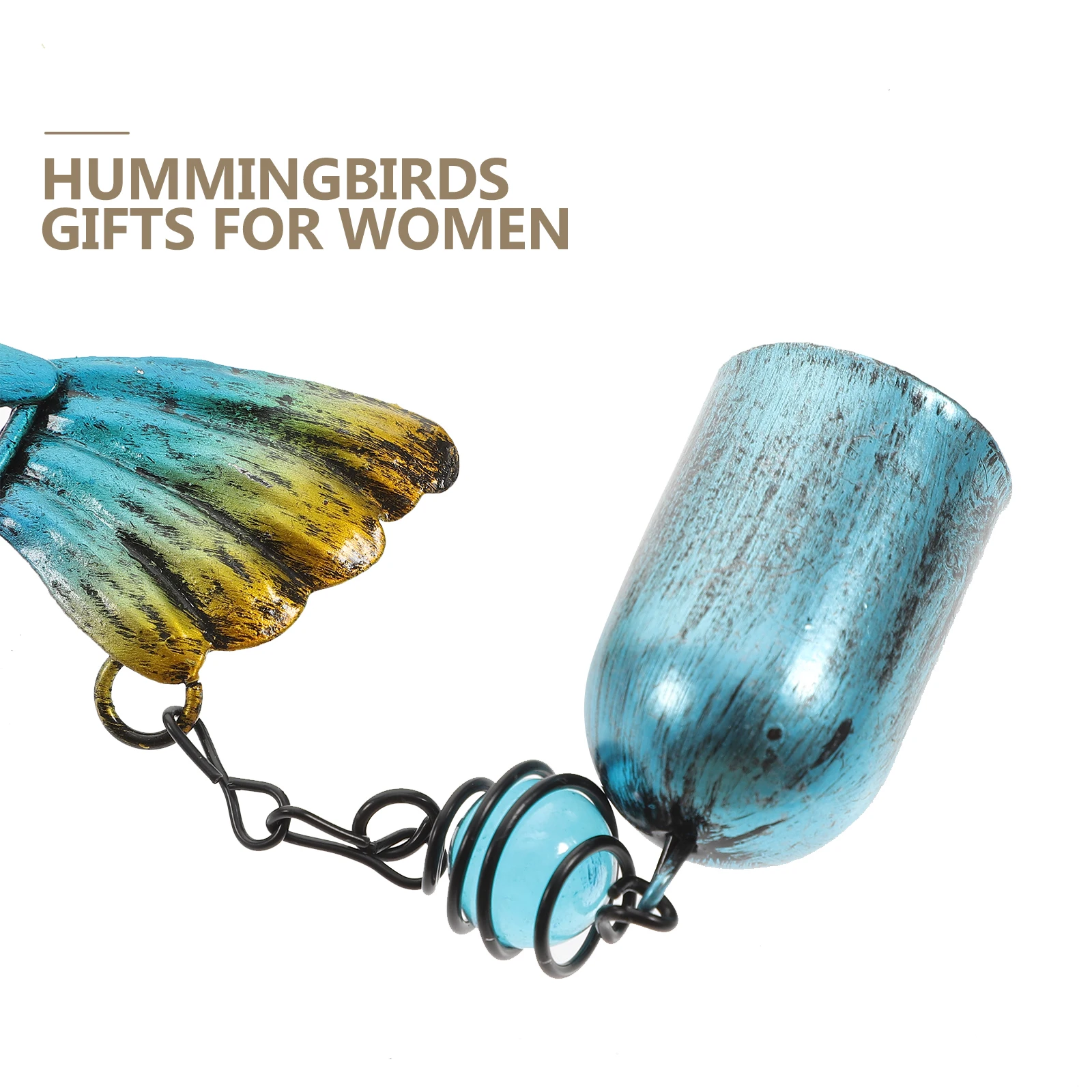 

Wind Bell Hanging Garden Windchime Hummingbird Ornament with Iron Frame and Spinning Bells for Porch Courtyard Decorative Chimes