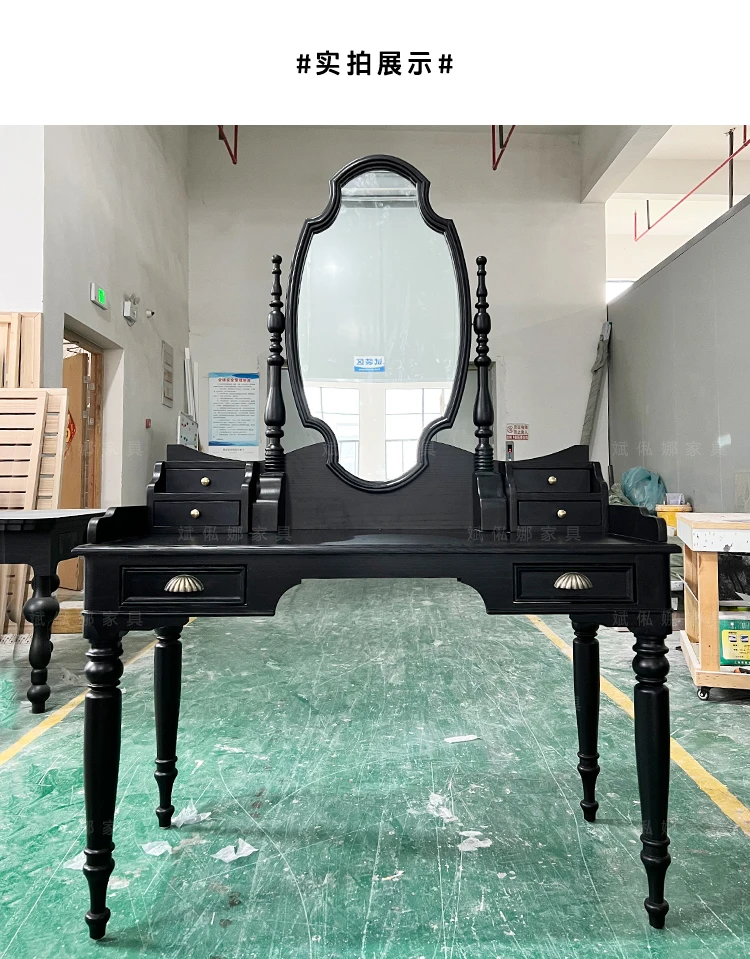

Solid wood dresser/neoclassical makeup table with storage box/multifunctional table with mirror