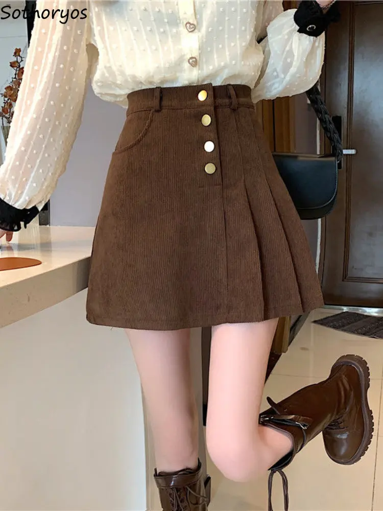 

Skirts Women Students Minimalist All-match Fashion High Waisted Mini Fall Classic Korean Style Young Leisure A-line Comfortable