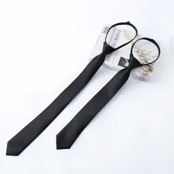 Superslanke stropdas met ritssluiting 5 cm zwart satijn zwart effen stropdassen mode heren magere smalle stropdas voor bruiloftsfeest