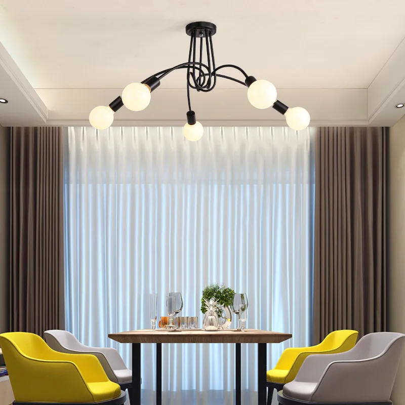 Creative living room study and dining room 3 heads and 5 heads of tieyi ceiling lights simple fashion LED lamps and lanterns