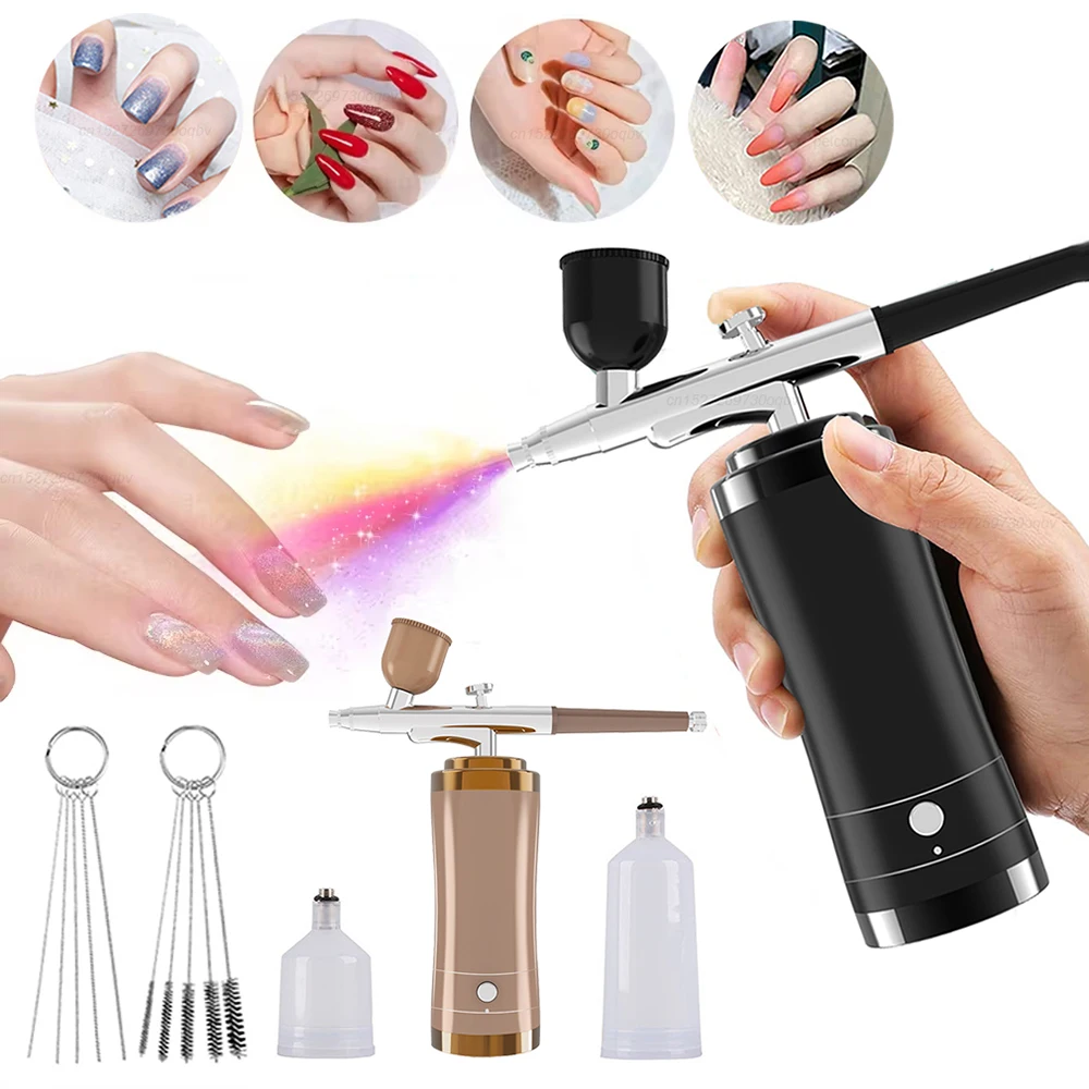 Portable Airbrush Nail With Compressor Portable Air Compressor for Nails Cake Painting Crafts Air Brush Kit Airbrush Nails Spray