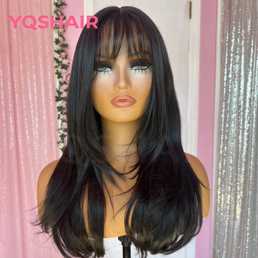 

6x6 дюймов Шелковый топ Полный кружевной парик с ПУ спереди Настоящий девственный европейский парик из человеческих волос Шелковая основа с челкой Эластичная сетка Носите его