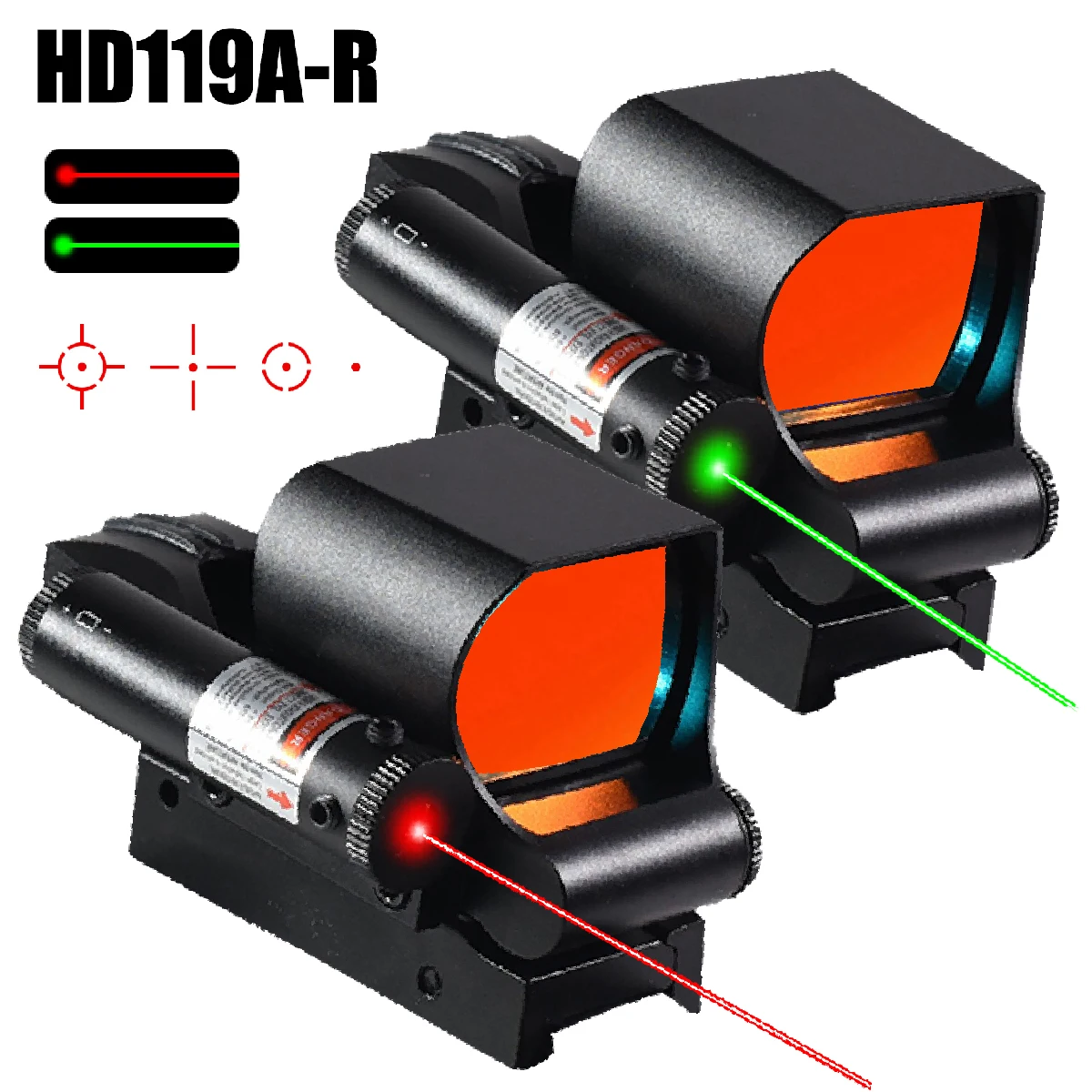 

Тактический прицел Red Dot серии HD119 с красным/зеленым лазерным целеуказателем для 20-мм планки