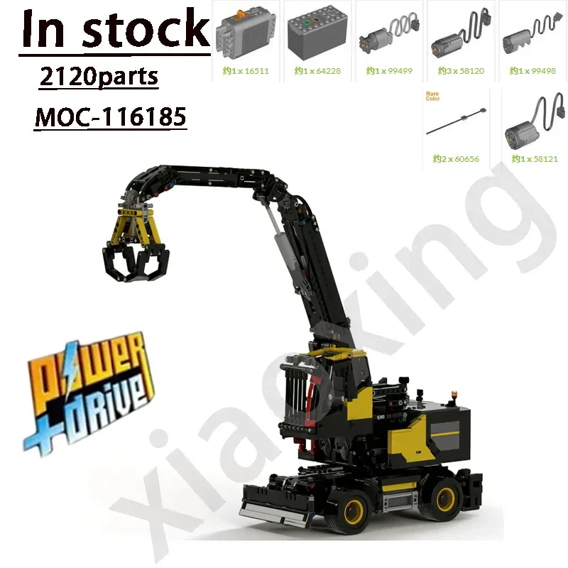 MOC-116185 New RC Model of Material Handling Wheeled Excavator Building Block Model 2120 Parts Children\'s Birthday Toy Gift