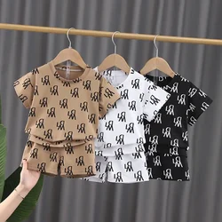 Summer Children Sets Boys Girls Short-sleeved Striped T-shirt +Shorts Set Babies Fashion Round Neck Tracksuits Kids Suits