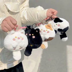 1pc Cute Soft Stuffed Doll Keyring Kawaii Plush Pendant Squeaking Cat Keychain Fat Body Cat Pendant Backpack Charms For Girls