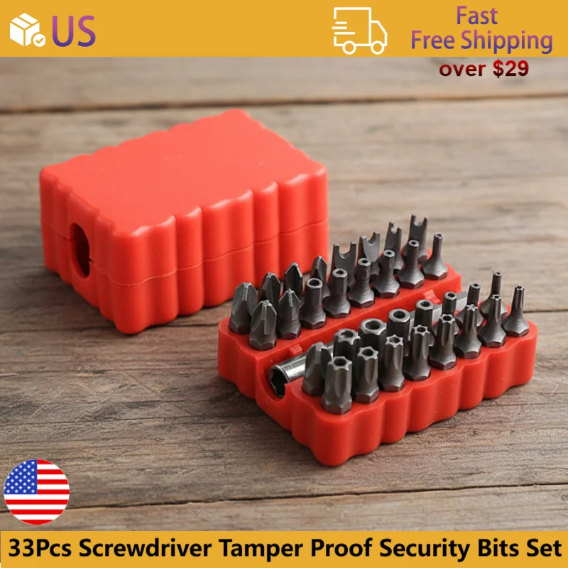 33Pcs With Magnetic Extension Bit Holder Torx Hex Star Spanner Woodworking Tools Screwdriver Tamper Proof Security Bits Set