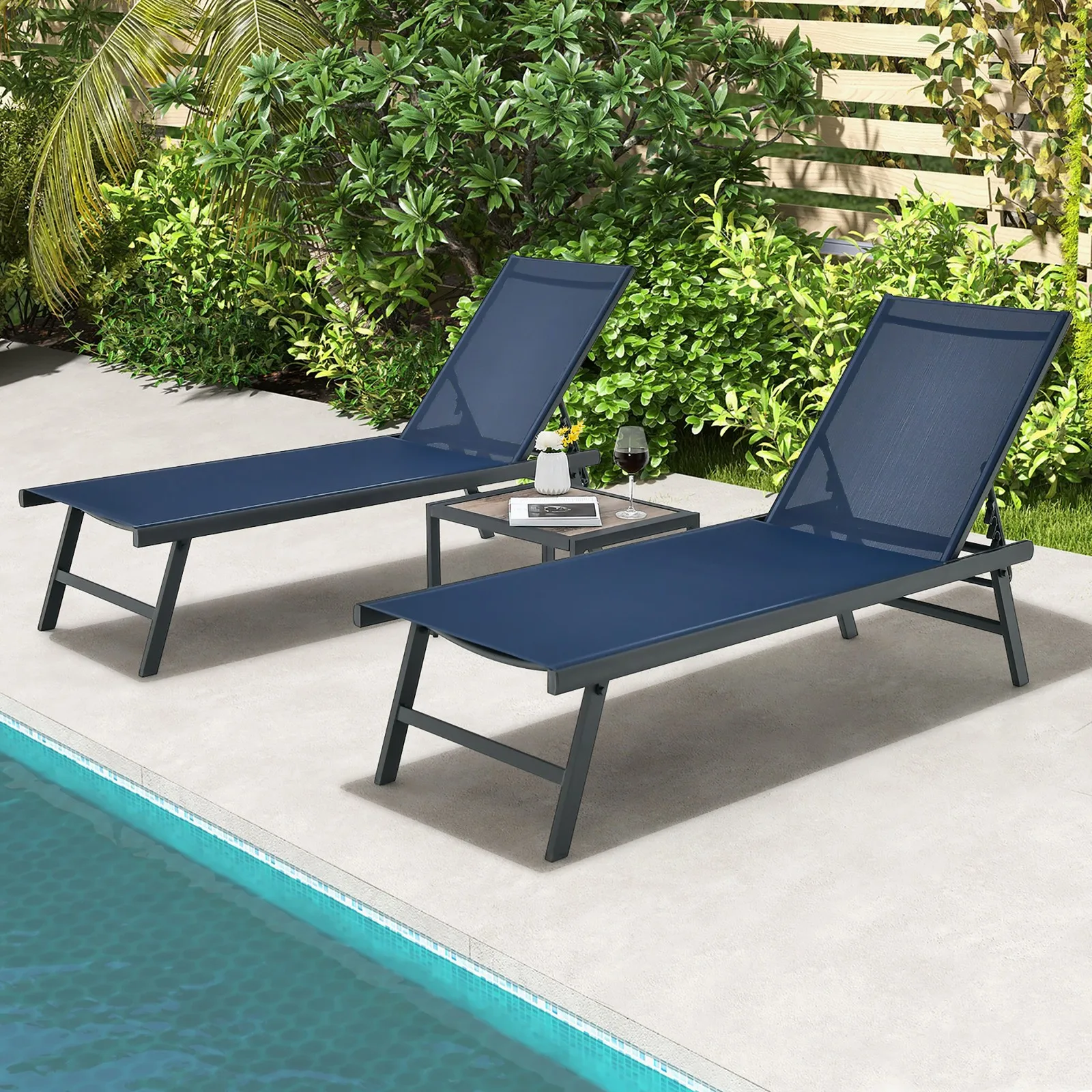 3Pcs Patio Chaise L…