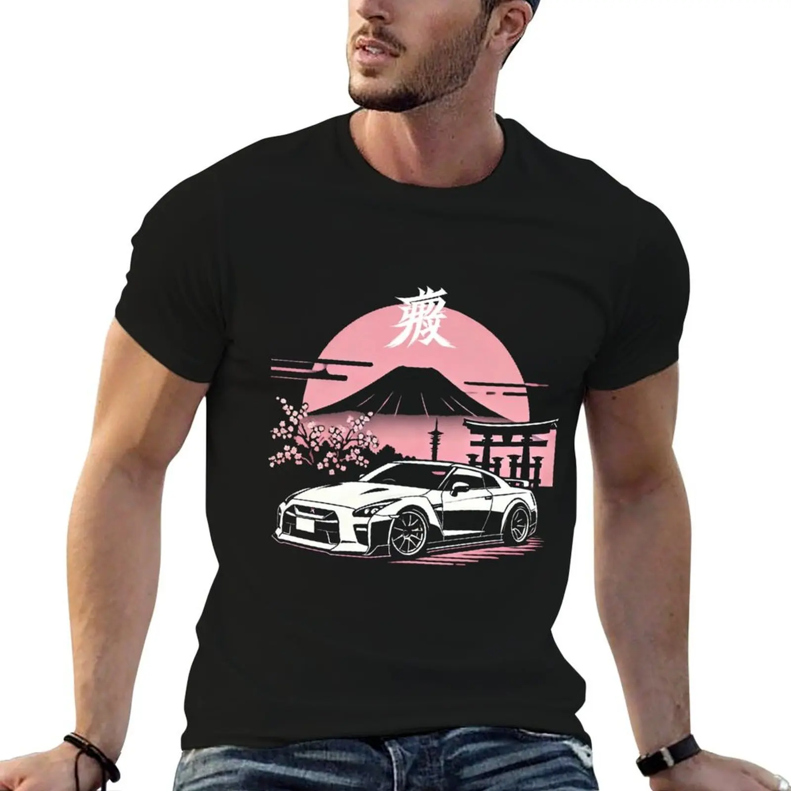 

Pink Japan R35 GT-R T-Shirt man t shirt cotton man t shirt summer T-Shirt