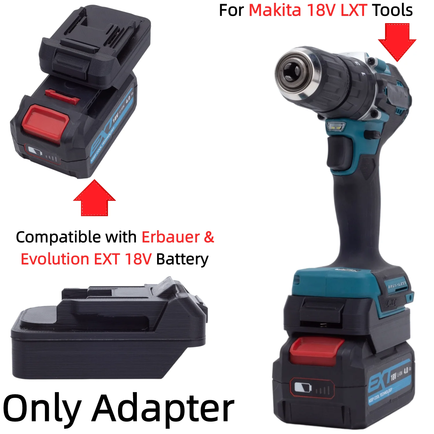 Battery Adapter/Converter for Erbauer & Evolution EXT 18V Battery TO Makita 18V LXT Power Drill Impact Wrench(Only Adapter)
