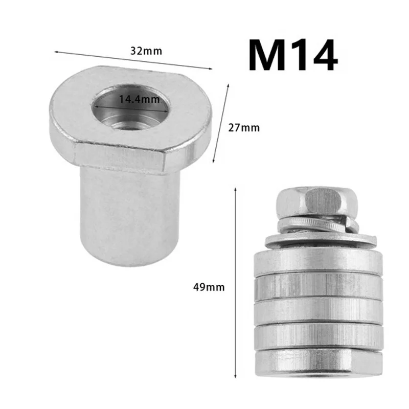 Imagem -02 - Angle Grinder Grooving Machine Adapter Kit de Conversão Flange Metal Lock Nuts Slotting 125 150 tipo M14 M10