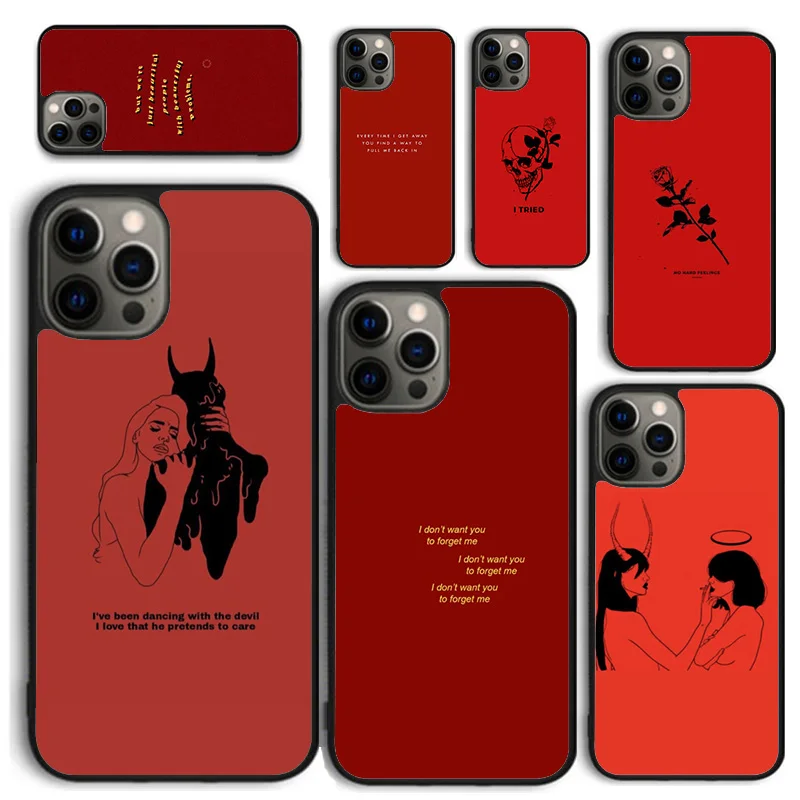 Custodia per telefono con citazioni estetiche scarabocchi rossi per iPhone 17 Air 16 PRO MAX 15 14 PLUS 11 12 13 Cover posteriore Fundas