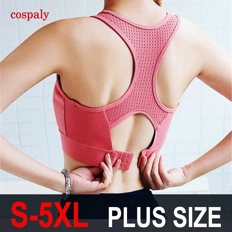 A S-5XL Sports Top Yoga Bra Women Push Up Underwear BH Gym Shirt Fitness Breathable Sportswear Sports Bra  Crop Tank Top Plus Si