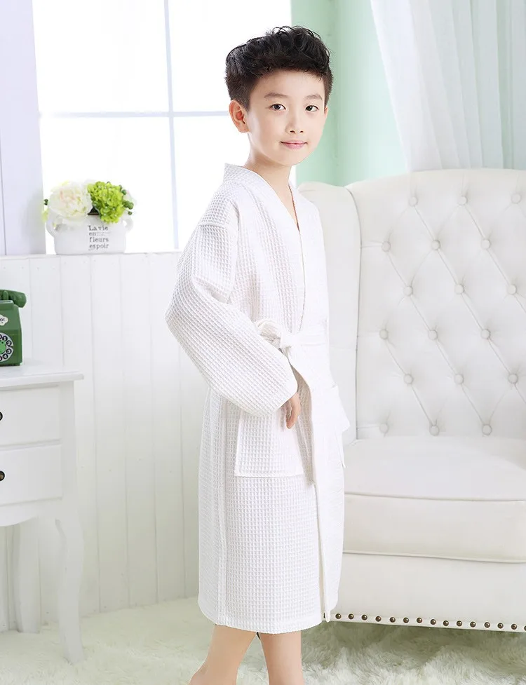 Kids Waffle Robe Spring&summer New Casual Loose Children Bathrobe Cute Boy&girls Water Absorption And Quick Drying Sleepwear