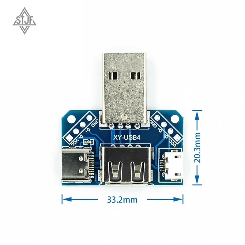 Stjf usb cabeça switchboard conector usb macho para tipo-c micro fêmea usb 2.54-4p placa de teste de transferência placa adaptadora usb XY-USB4