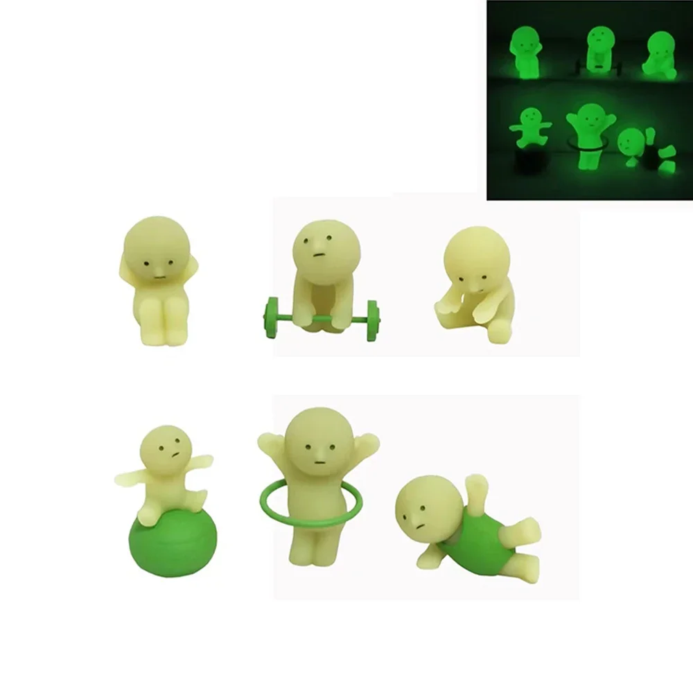 Smiski Hippers Yoga Fitness Series Mini Figure Cute Noctilucent Decoration Doll Bedroom Series Blind Box Model Ornaments Gift