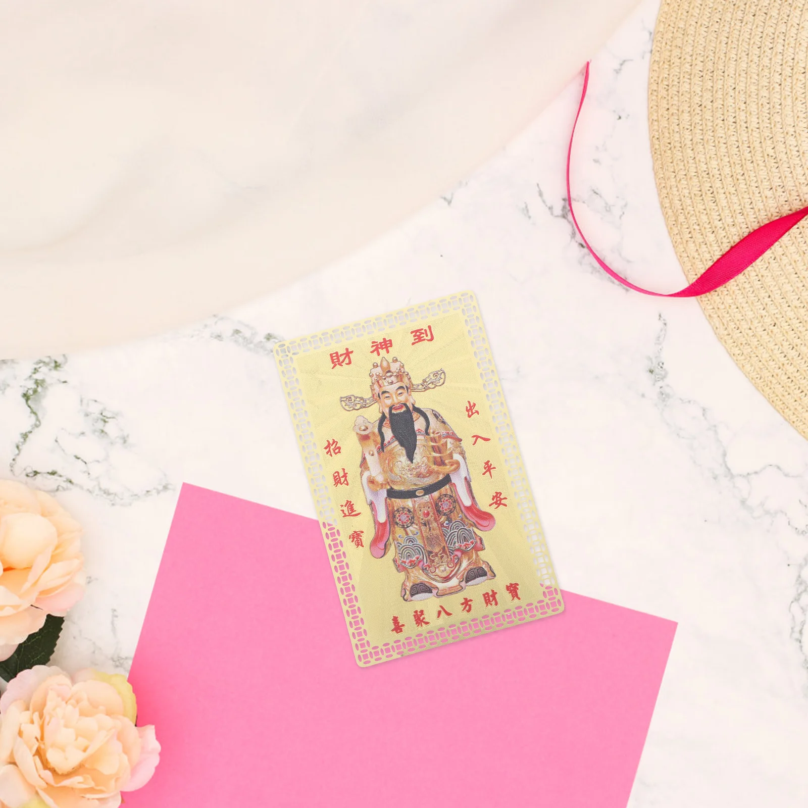بطاقة تميمة إله الثروة على الطراز الصيني، سحر الحظ المحمول من أجل الازدهار ونجاح الوظيفي، ديكور الحظ