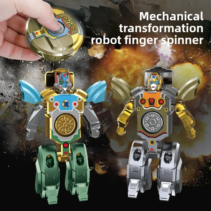 Deformation robot fingertip gyro children's toys rotating decompression mechanical finger gyro small toy wholesale