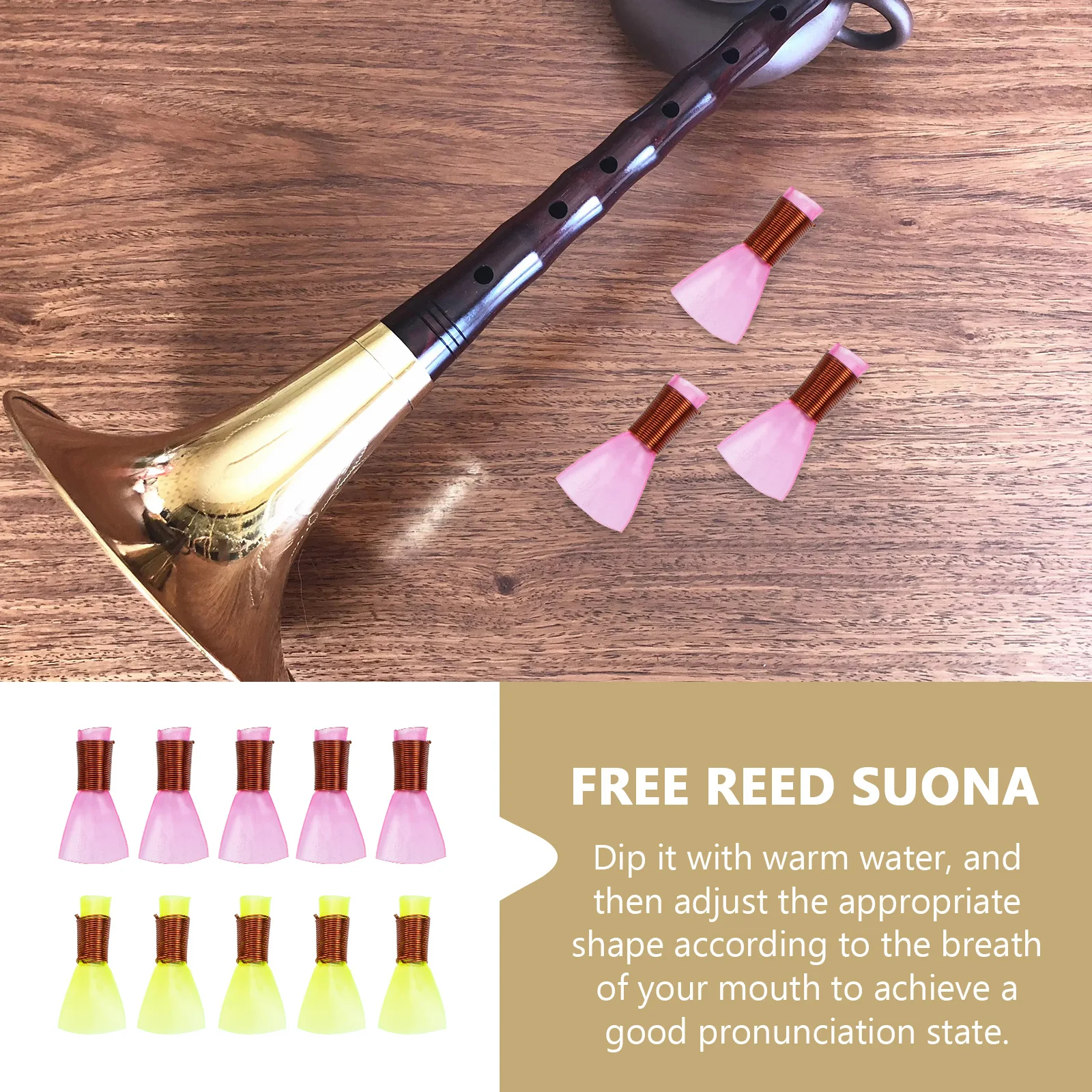 

10pcs Suona Reeds Professional Pre trimmed Mouthpieces for Suona Accessories High Quality Trumpet Reeds Natural Material Copper