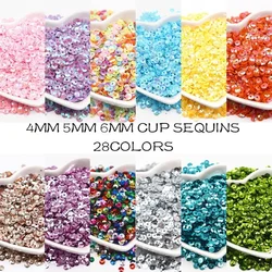 Cup Sequin 4mm 5mm 6mm PVC Cup Round Loose Sequins Paillettes Sewing Wedding Crafts Women Garments Accessories Lentejuelas