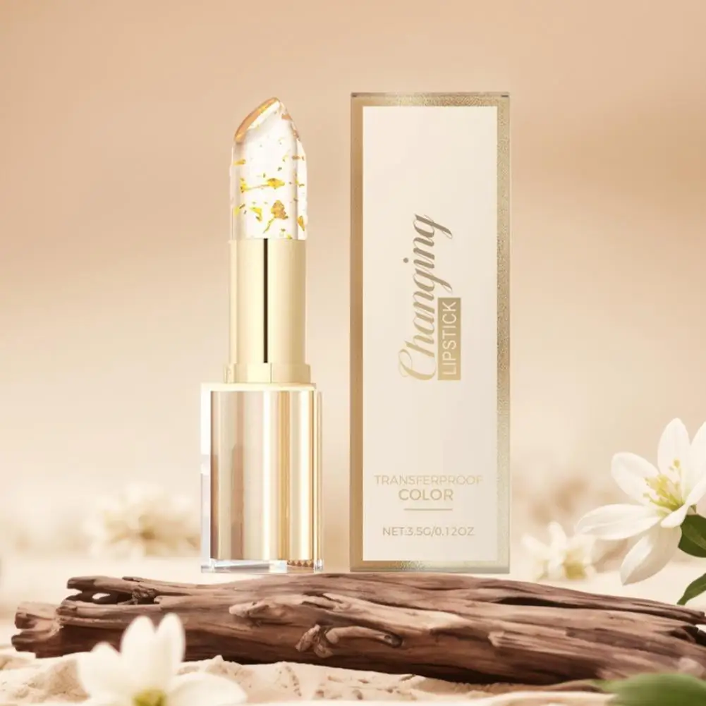 Luxury Gold Foil Lipstick Color Changing Moisturizing Lip Balm Carotene Vitamin E Long Lasting Hydration Non Sticky