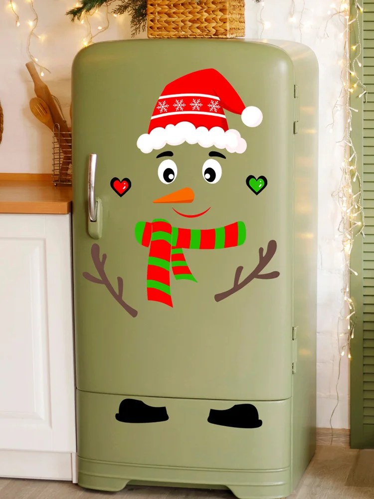 Cartoon Weihnachten Schneemann Wanda uf kleber Küche Kühlschrank Schrank Dekor Wandbild Home Decoration Fenster DIY selbst klebende Abziehbilder – Detail 4