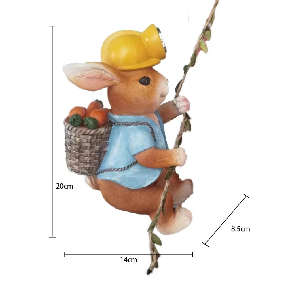 Solar Courtyard Miner Rabbit Squirrel Light Wall Garden Outside Garden Landscape Climbing Tree Hanging Sculpture Decoration