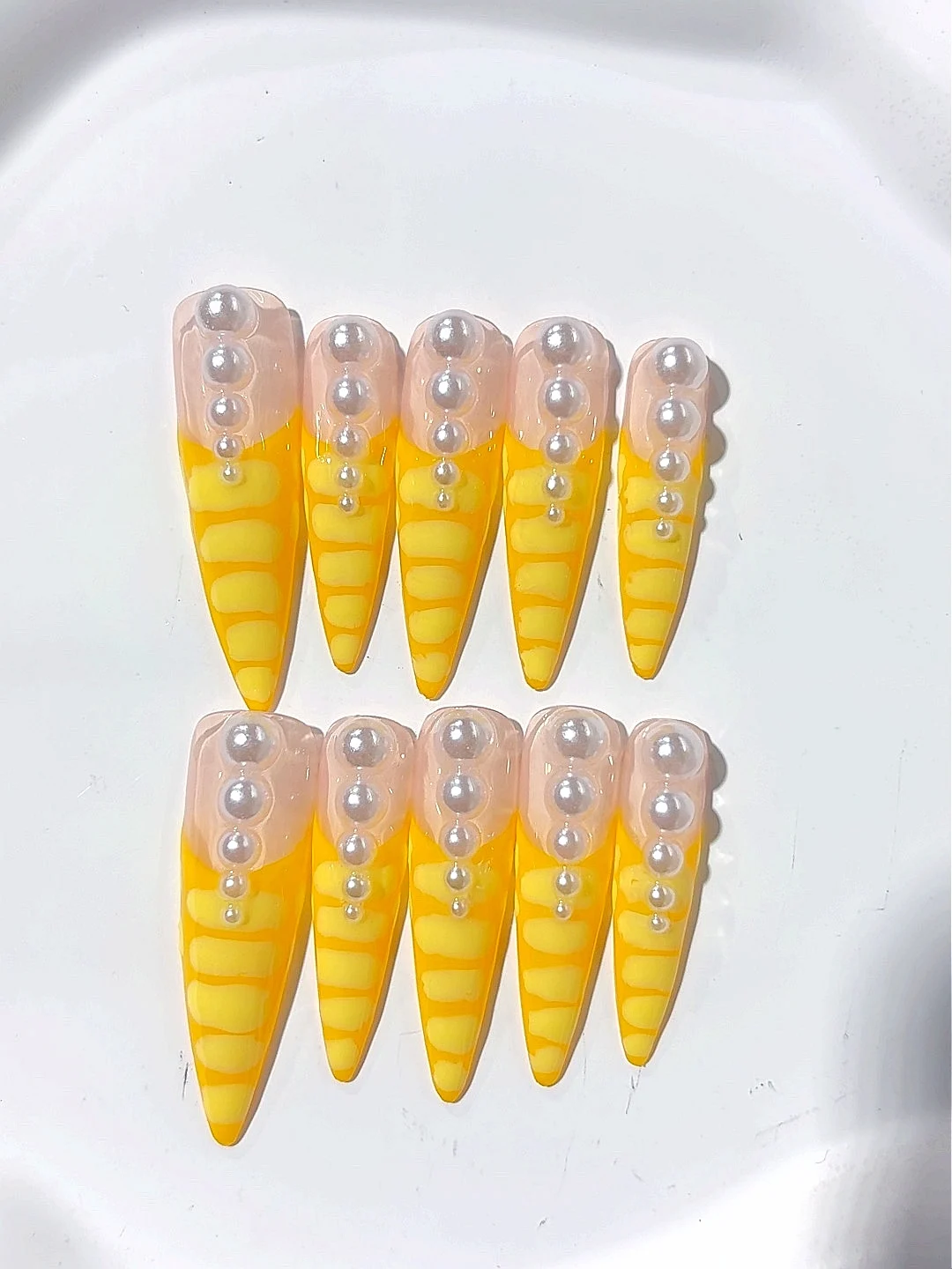

4cm Orange Fingertip Art Long Tip Fashion Wearable Nail (L033)