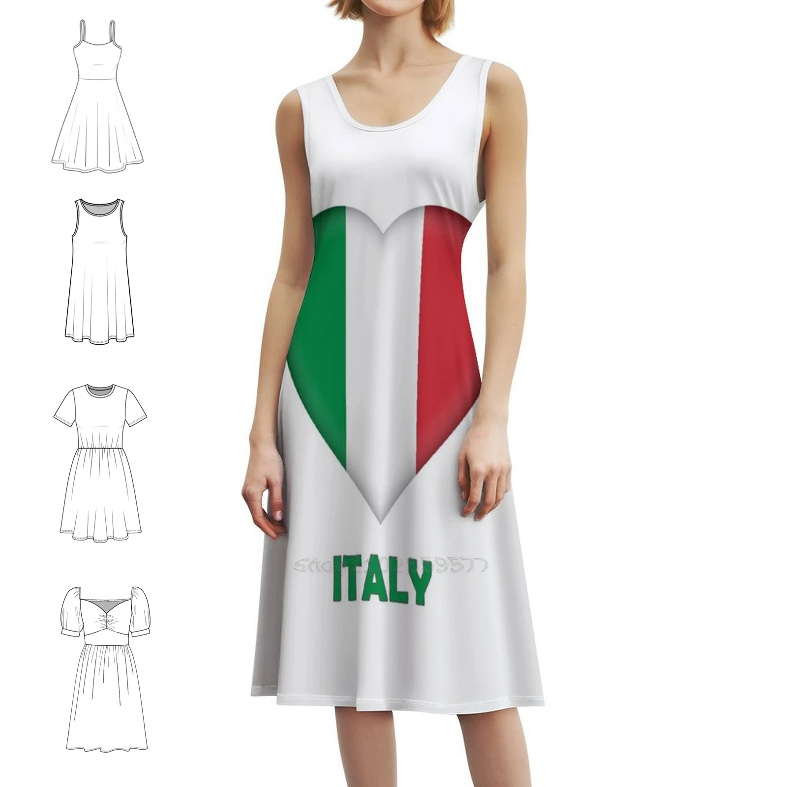 

Сердце Флаг-Я люблю Италия Милое платье с вырезом Элегантное летнее праздничное платье для женщин Италия Я люблю Италия Я сердце Италия Италия