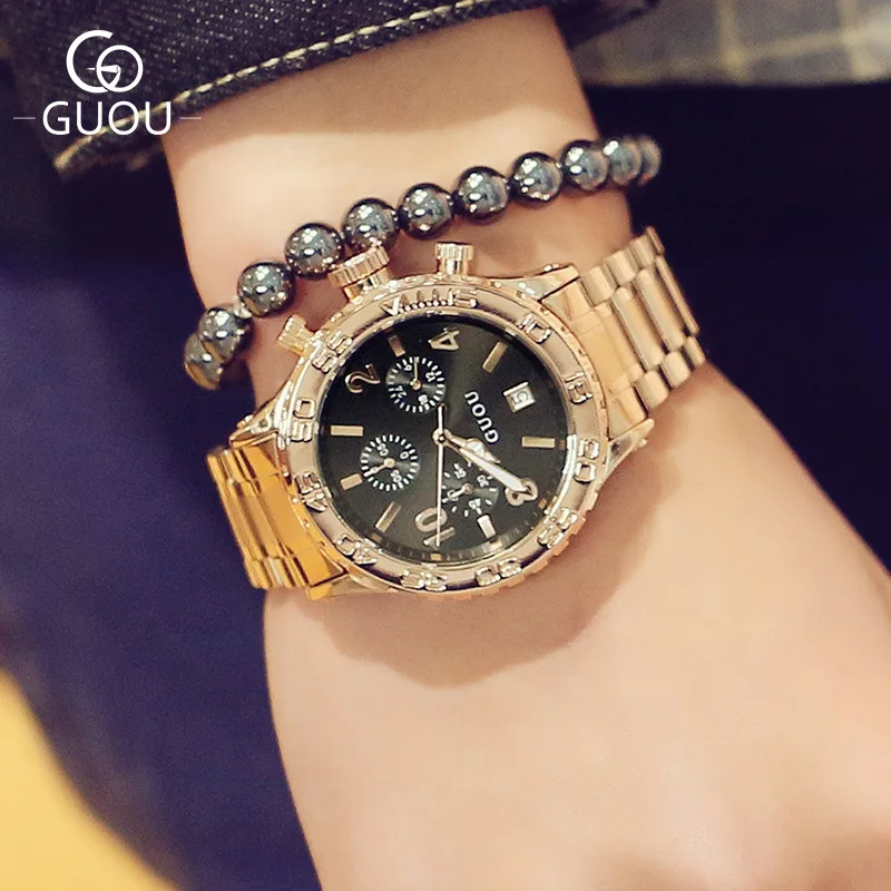 2026 Couple Watch Men and Women Large Dial Multifunctional Fashion Calendar European American Style High-end Watch Birthday Gift view 2