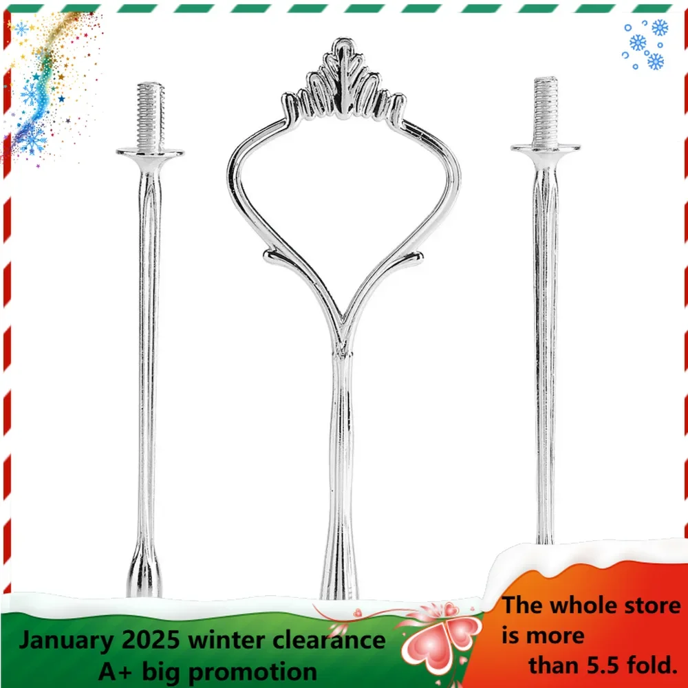 Multi tiers Cake Tray Stand Handle Fruit Plate Hardware Fitting Holder(3-tiers Crown Silver)