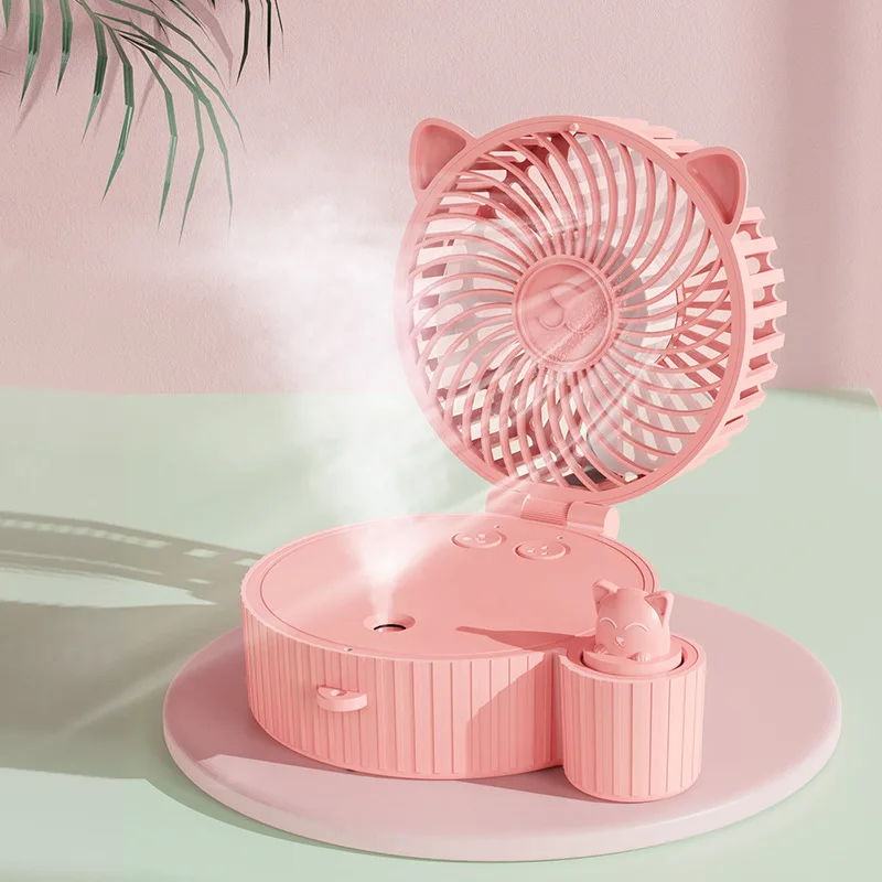 Portable Hand Fan Mini Spray Fan Handheld Folding Desk Cold Fan USB Charging Mini Lazy Water Mist Fan Neck Fan G511