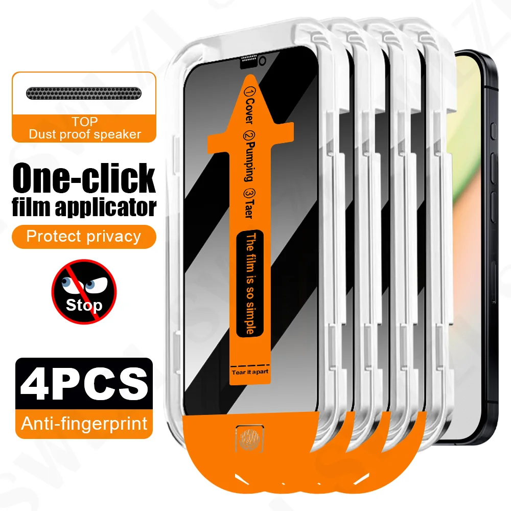 

4Pcs Privacy Phone Screen Protector For iPhone 17 16 Pro Tempered Glass 15 14 Plus Protective Film 13 12 Glass Smartphone 11 XS