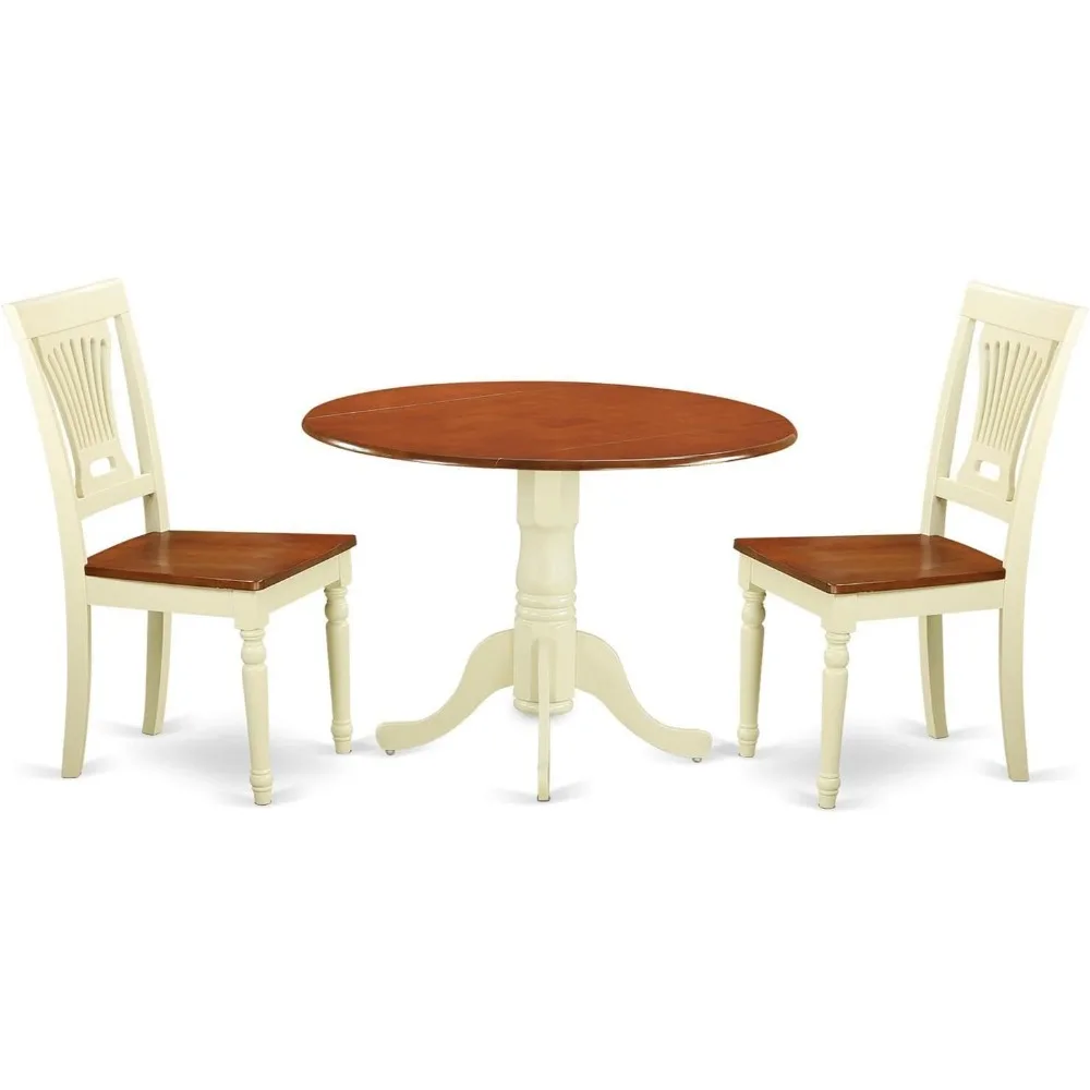 Juego de comedor de cocina compacto de 3 piezas con mesa abatible y dos sillas