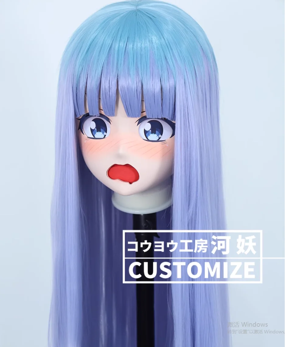 C-10186 Customize Full Head Resin Cartoon Cosplay Japanese Character Anime Role Play Crossdress Kigurumi Mask With Back Shell