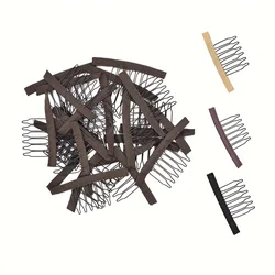 10/20/50Pcs Wig Combs To Secure Wig 6-Teeth Wig Comb Wig Clips With Cloth For Making Wig Caps Steel Material Clips Combs ForHair