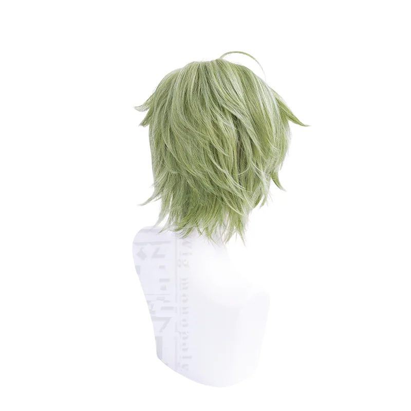 Game Nu Carnival Olivine Peruca Cosplay, Cabelo Verde Curto, Cabelo Sintético Resistente ao Calor, Festa de Halloween, Peruca Anime, Boné, 30cm