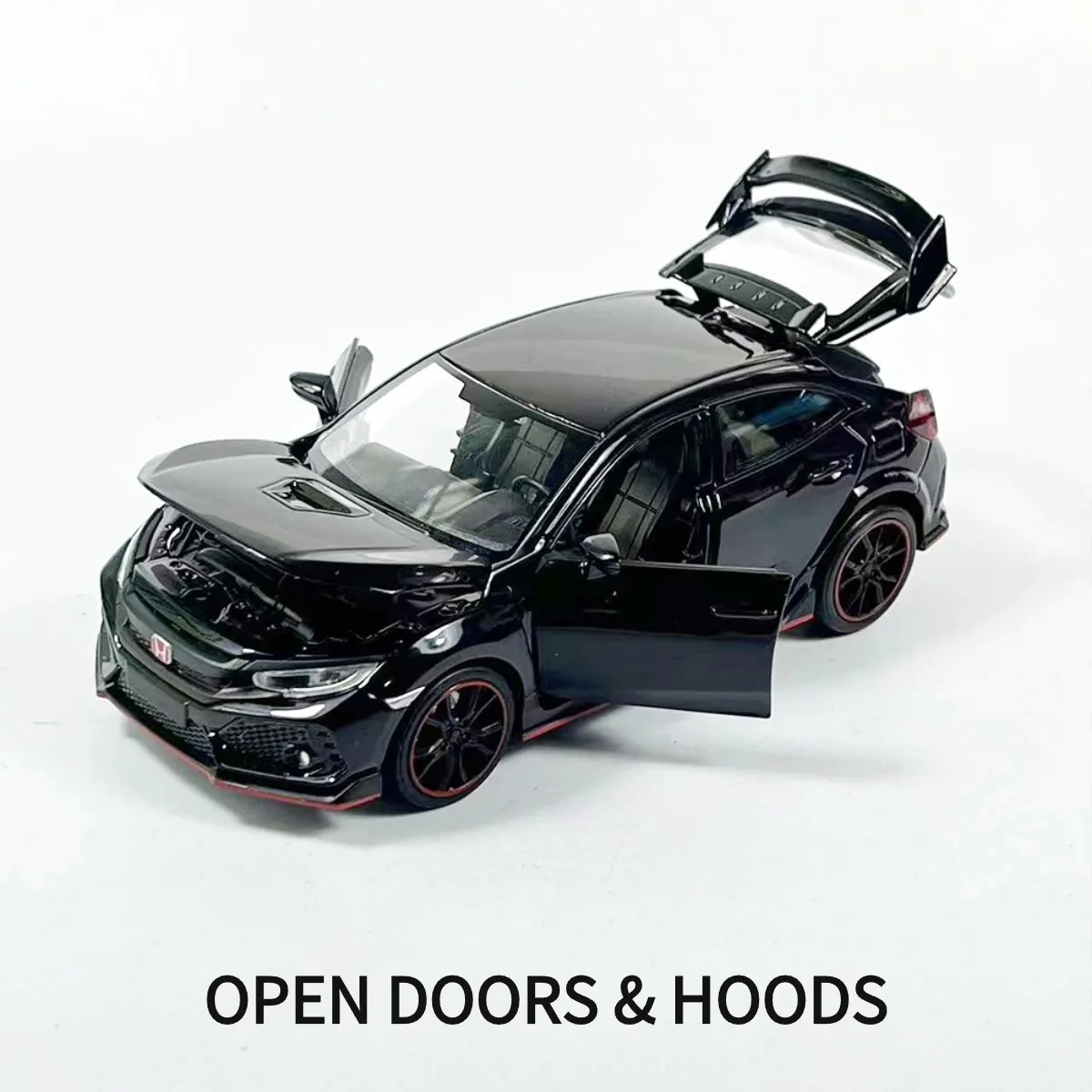 1:32 Honda Civic Pullback Car Toy with Lights Engine Sound, Scale Diecast Car Model Replica Kid Boy Play Gift