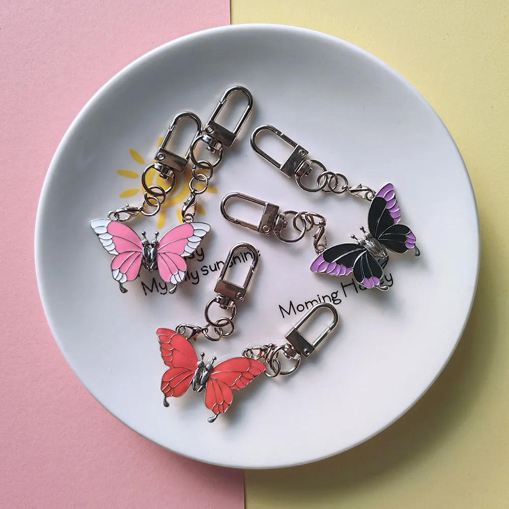 1Pair Cute Butterfly Magnetic Attraction Key Chain Car Bag Pendant KeyRing Women Girls Party Favors Gift for Lover Good Friend