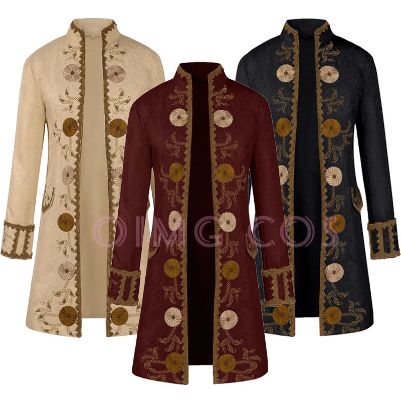 

Men's autumn and winter standing collar coat jacquard embroidered retro coat steam windbreaker Coat Clothing