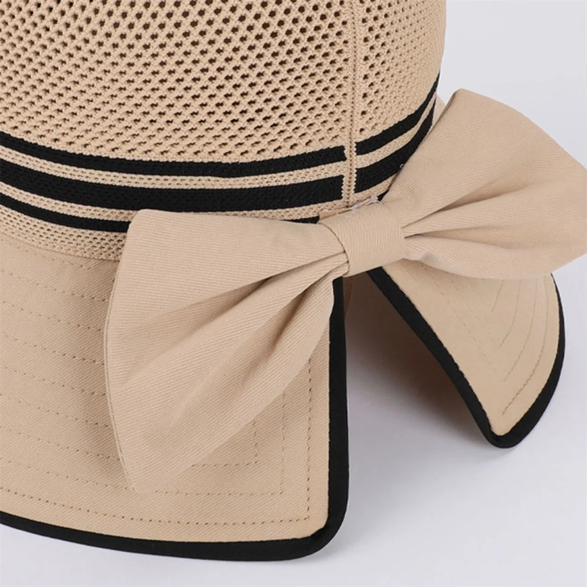 Damen-Sonnenhut mit Schleife und breiter Krempe für Sommeraktivitäten im Freien und Strandausflüge – Detail 7